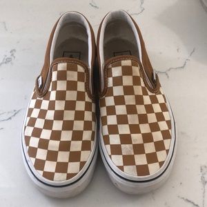 Golden Brown Slip-on Checkerboard Vans
